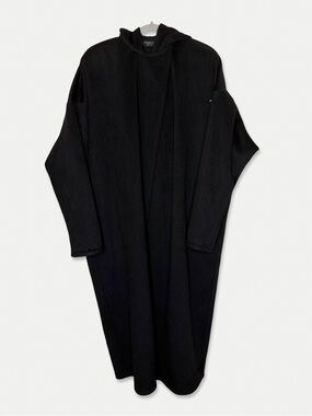 YEOHLEE New York Black 100% Wool Cocoon Maxi Coat Dress Hooded M Made USA